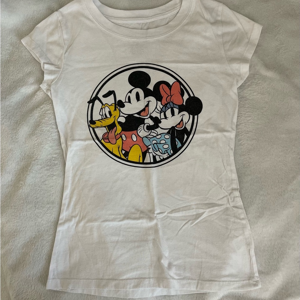 Disney Kids White Tee with Mickey, Minnie, and Pluto